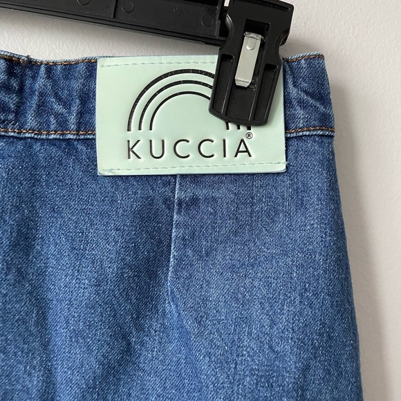 KUCCIA SEQUIN FLORAL PATCH DENIM SKIRT SIZE 8 - Picture 8 of 13